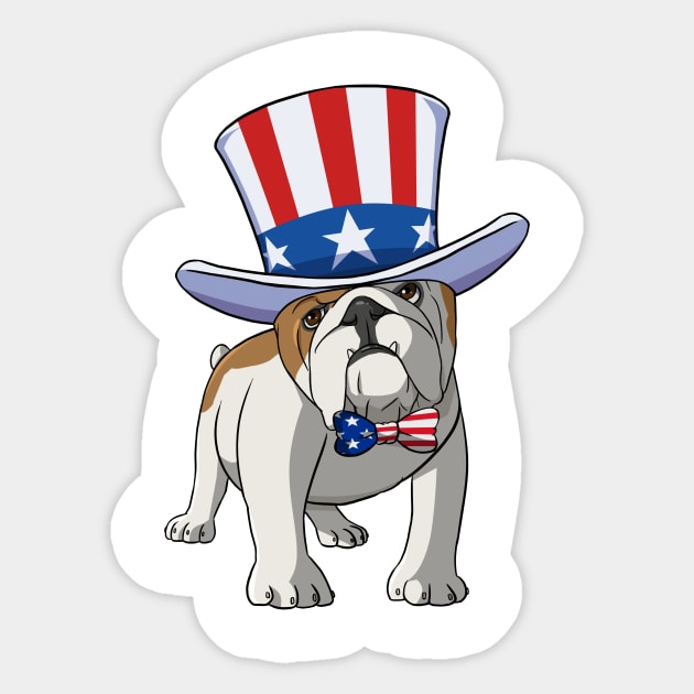 English Bulldog 4th of July American Sticker by Noseking